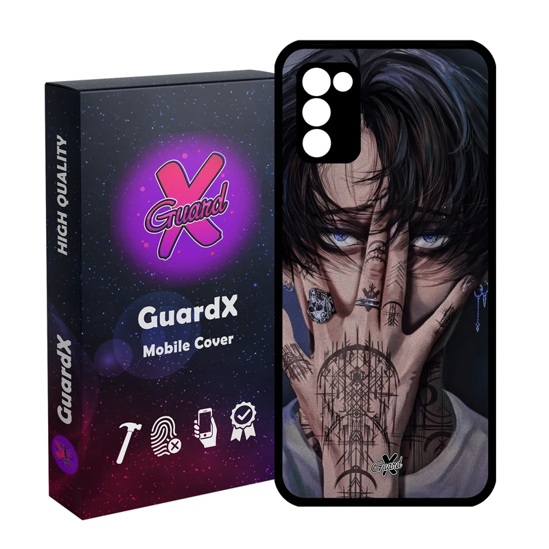 کاور گارد ایکس طرح لیوای آکرمن انیمه مدل Glass10557 مناسب برای گوشی موبایل سامسونگ Galaxy A03S/A02S/M02S/F02S