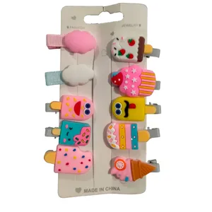 گیره مو دخترانه مدل بستنی مجموعه 10 عددی