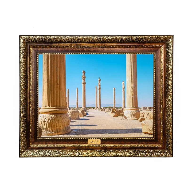 تابلو فرش ماشینی نقش نگار رضوی طرح آثار باستانی کد 116KH