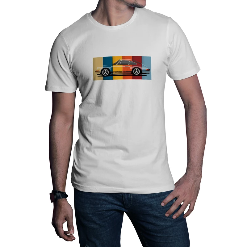 تی‌شرت آستین کوتاه مردانه طرح پورشه رنگ سفید