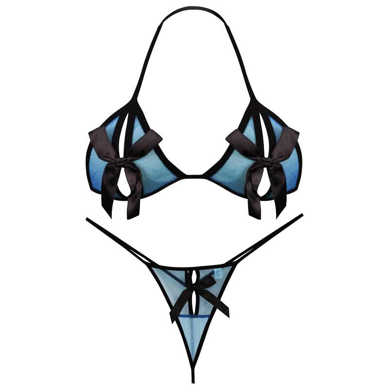 ست شورت و سوتین زنانه مدل 3195-9935 رنگ آبی