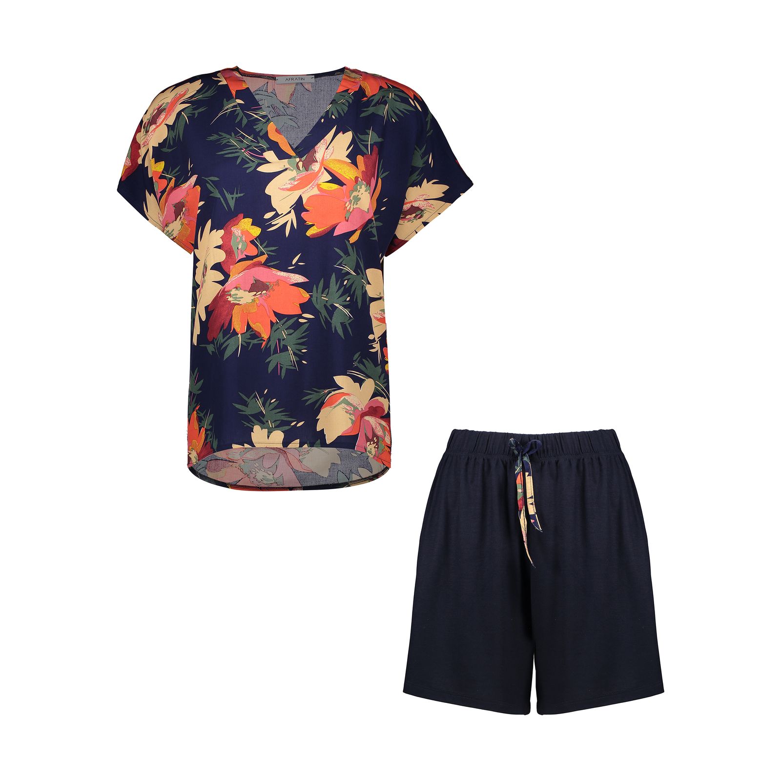 ست تی شرت و شلوارک زنانه افراتین مدل گلسا کد 6576 - - 1