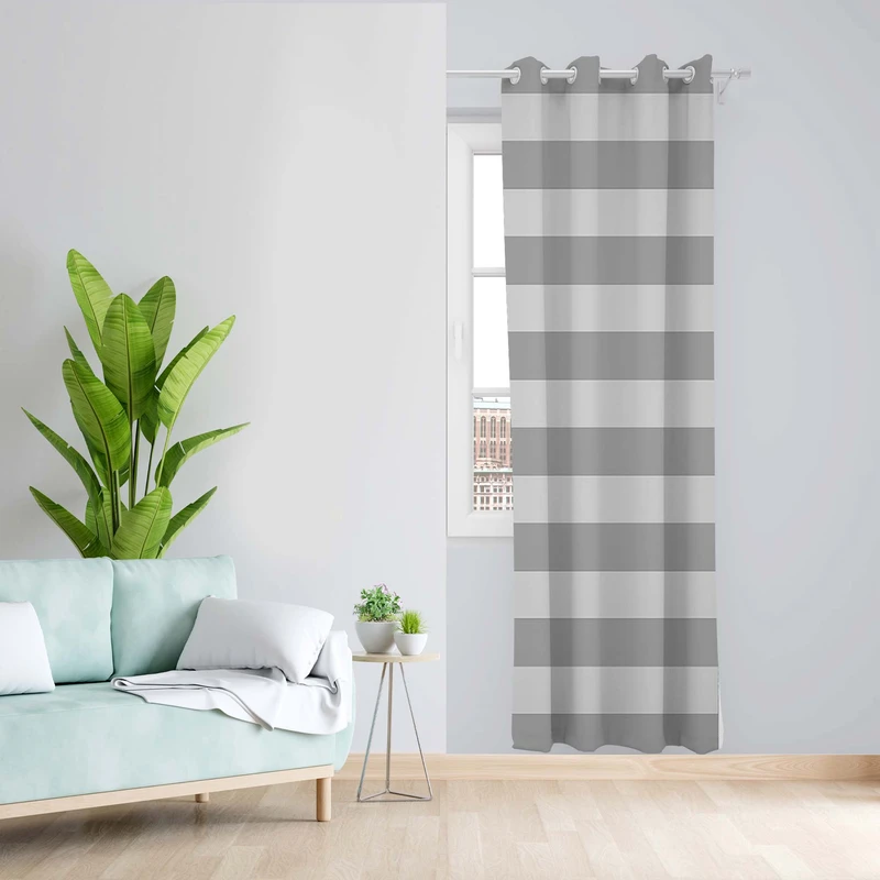 پرده طرح راه راه مدل مخمل پانچی کد 5383R z سایز 140x200 سانتی متر