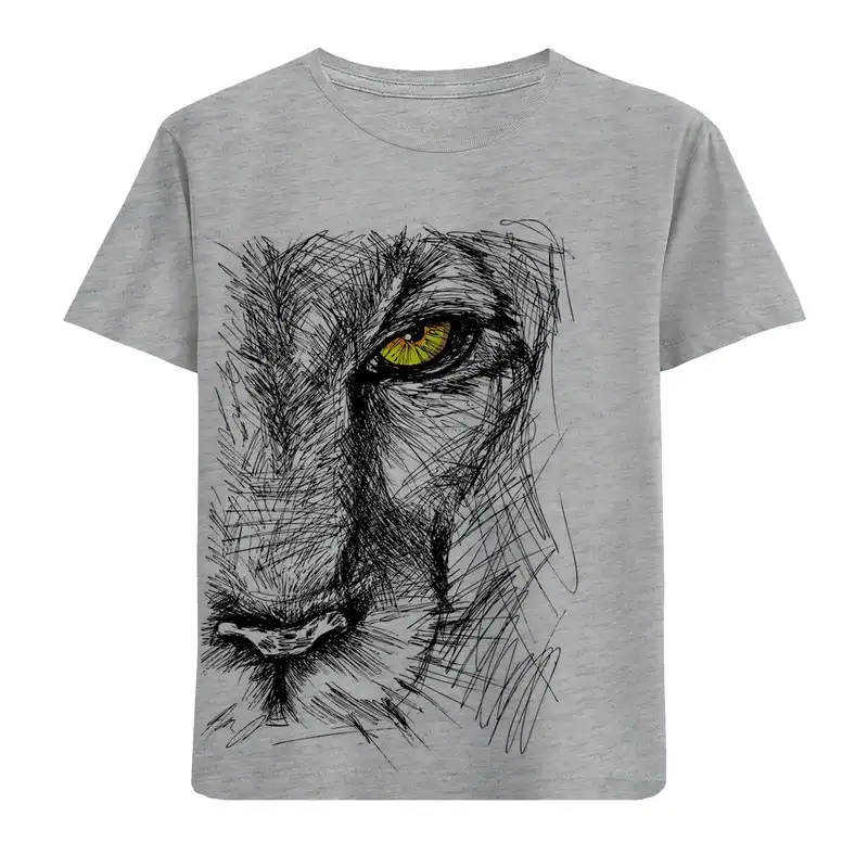 تی شرت آستین کوتاه بچگانه مدل شیر خطی  F741