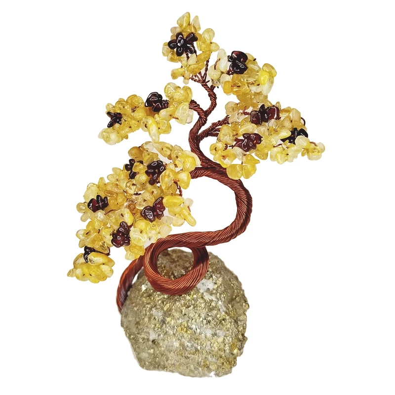 دکوری مدل درختچه سنگی سیترین و گارنت و پیریت کد ۲۶۴