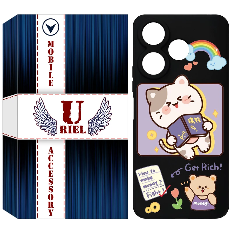 کاور یوریل قاب مدل KSH کد 12 طرح گربه مناسب برای گوشی موبایل شیائومی Redmi 13 4G / Redmi 13 5G / Poco M6 4G