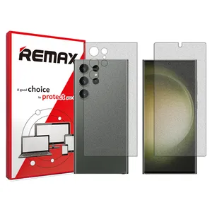 Remix matte screenprotector HyMTT model suitable for Samsung Galaxy S23 Ultra mobile phones along with the back of the phone