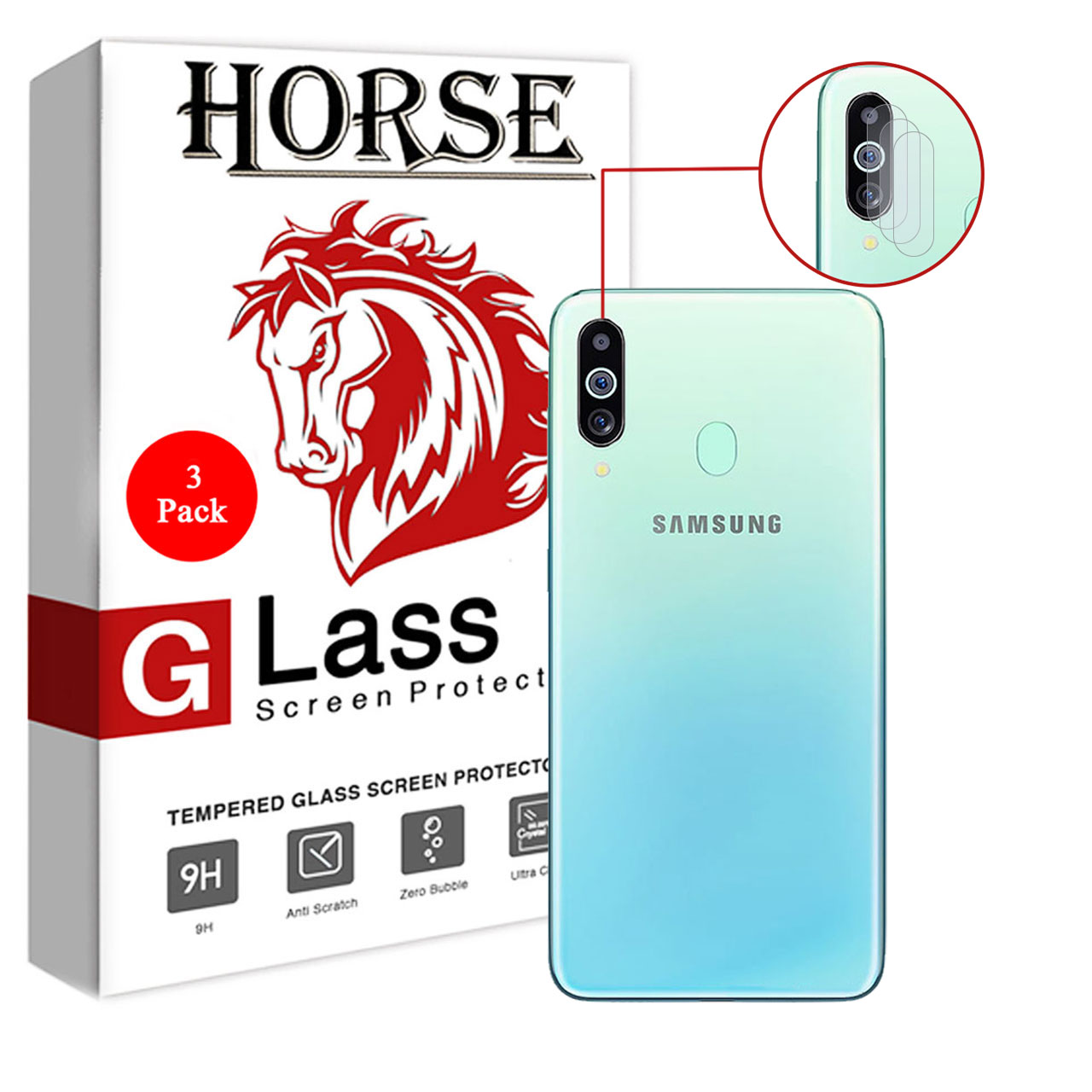 محافظ لنز دوربین هورس مدل UTF مناسب برای گوشی موبایل سامسونگ Galaxy M40 بسته سه عددی