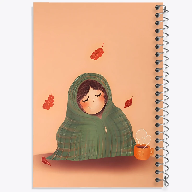 دفتر ژورنال نویسی 50 برگ خندالو مدل نقطه ای طرح دختر سرمایی کد N5627