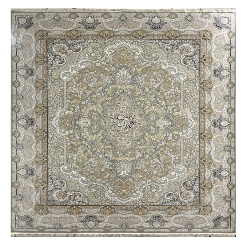 فرش ماشینی 1200 شانه زمینه طوسی حاشیه صدفی مدل کیانا