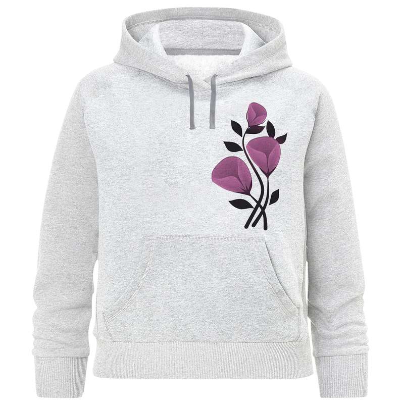 هودی دخترانه مدل گل بنفش A255