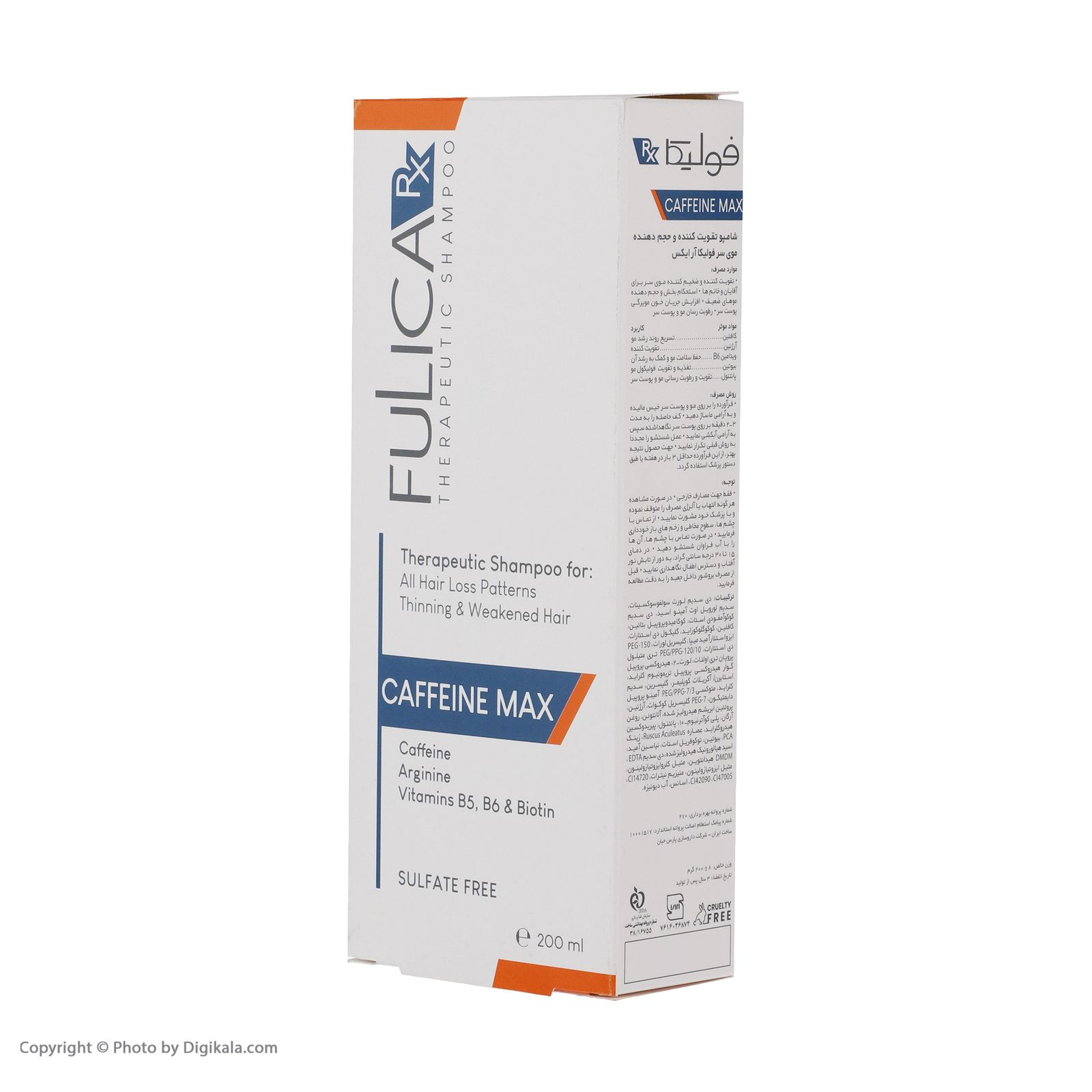 شامپو تقویت کننده مو بدون سولفات فولیکا مدل CAFFEINE MAX مناسب موهای نازک و شکننده حجم 200 میلی لیتر - - 4