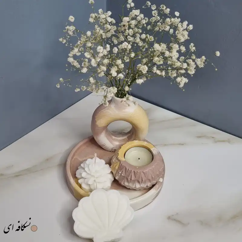 ست 5 تکه جاشمعی مدل گلدان طرح دونات کد C05