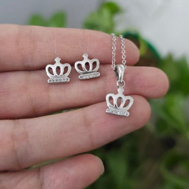 نیم ست نقره زنانه لیردا مدل تاج کد NT 4002