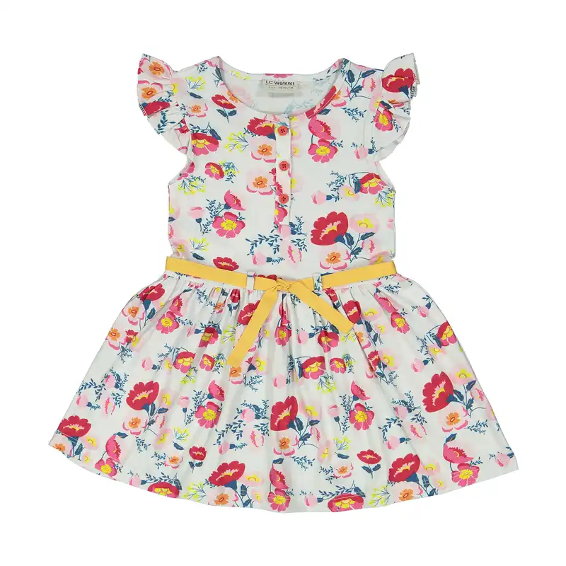 پیراهن دخترانه ال سی وایکیکی مدل 1S29917Z4-LRA-ECRUPRINTED