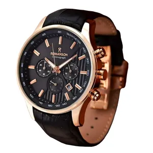 ساعت مچی عقربه‌ای مردانه رومانسون مدل سه موتور فعال کورنوگراف بند چرمی 