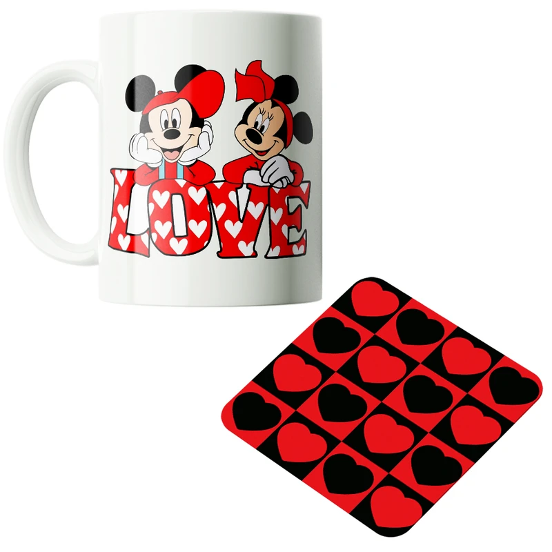 ماگ پاد آفرین مدل کارتونی میکی موس کیوت فانتزی بامزه کد PZ351 به همراه زیرلیوانی