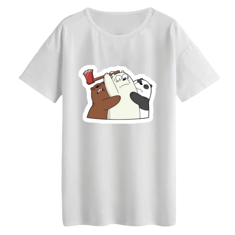 تی‌شرت لانگ آستین کوتاه زنانه مدل خرس های کله فندقی