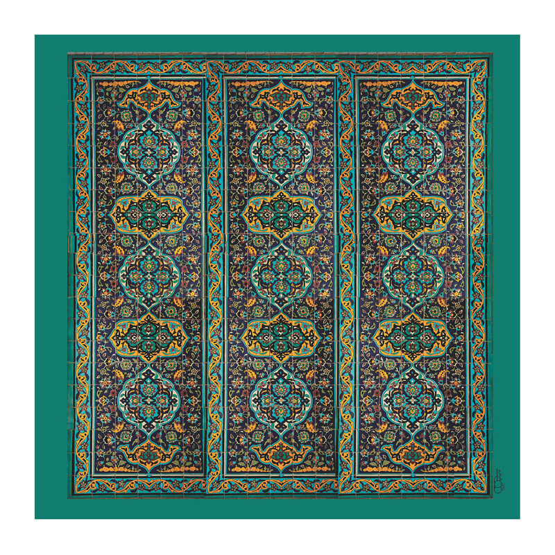 رومیزی قلم فلزی طرح طراوت کاشی