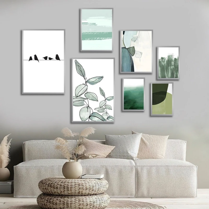 تابلو بکلیت طرح نقاشی مینیمال و طبیعت مدل SI-2665 مجموعه 7 عددی
