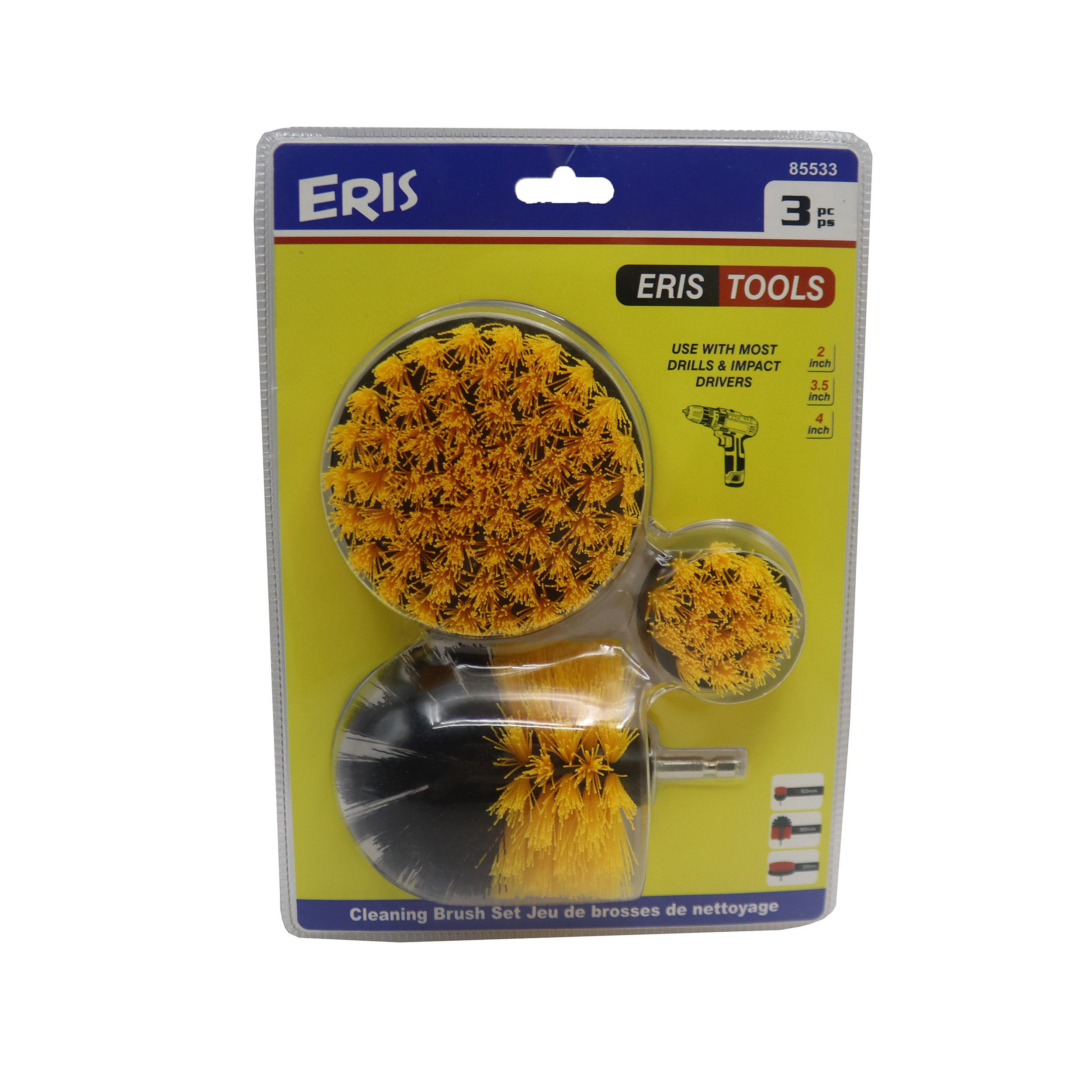 فرچه مبل شوی سر دریلی اریس مدل YP-85533/2-3.5-4INCH مجموعه 3 عددی