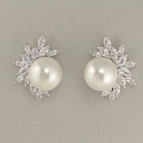 گوشواره طلا 18 عیار زنانه قیراط طرح مروارید کد GH698