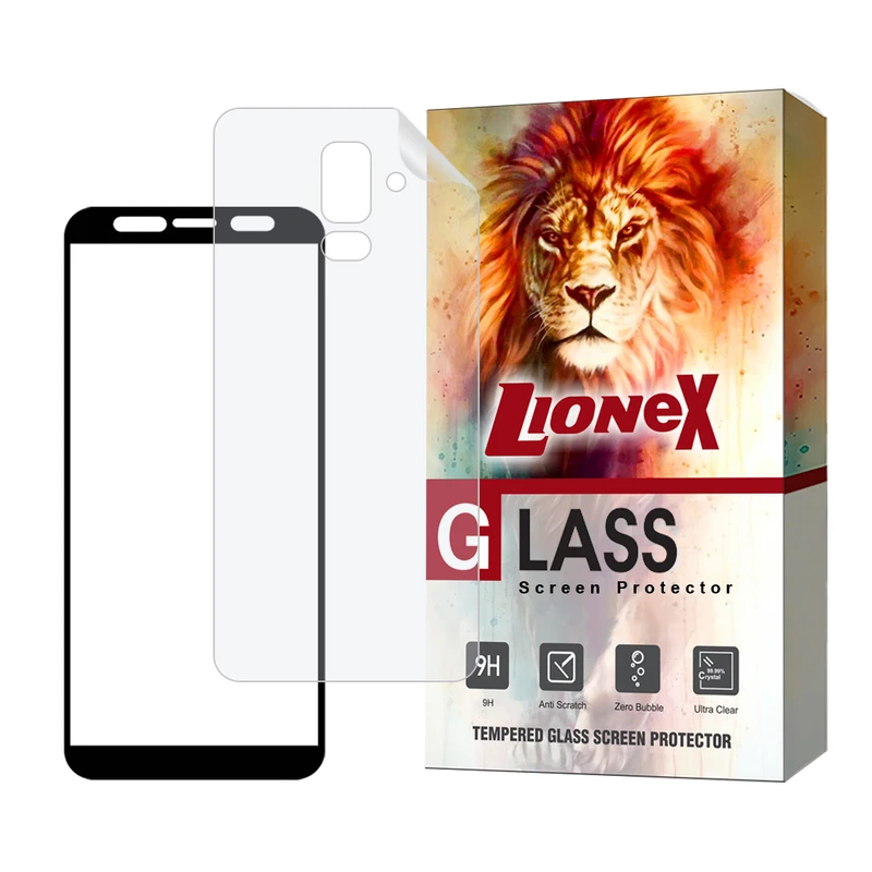 محافظ صفحه نمایش سرامیکی شفاف لایونکس مدل CERAMICNANOLI مناسب برای گوشی موبایل سامسونگ Galaxy J8 به همراه محافظ پشت گوشی هیدروژل