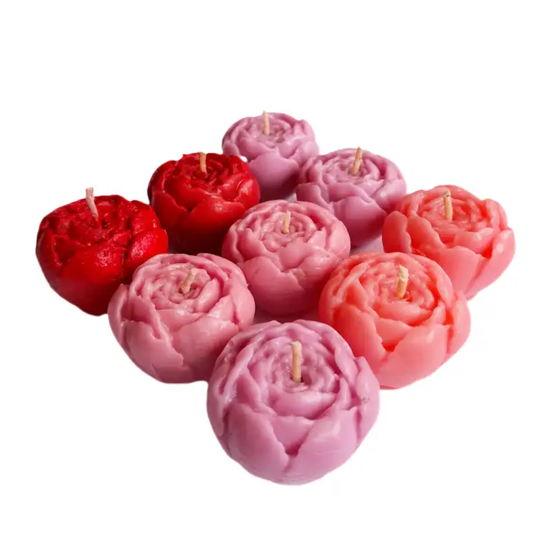 شمع دست ساز مدل گل بیوتی روآبی بسته 9 عددی