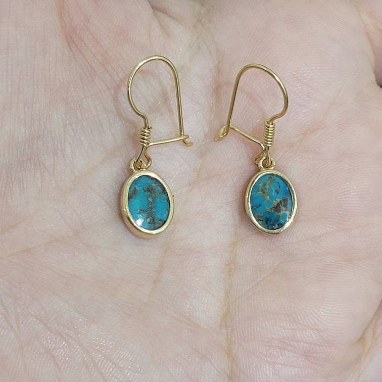 گوشواره عصایی طلا 18 عیار زنانه مان گالری مدل فیروزه کد EA01-0031200 - 3