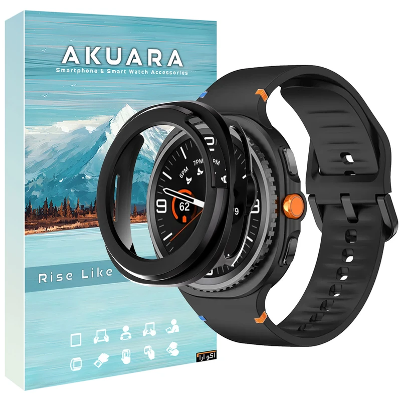 بند آکوآرا مدل Silic nv8 GRDH مناسب برای ساعت هوشمند سامسونگ Galaxy Watch 8 Classic 46mm به همراه کاور