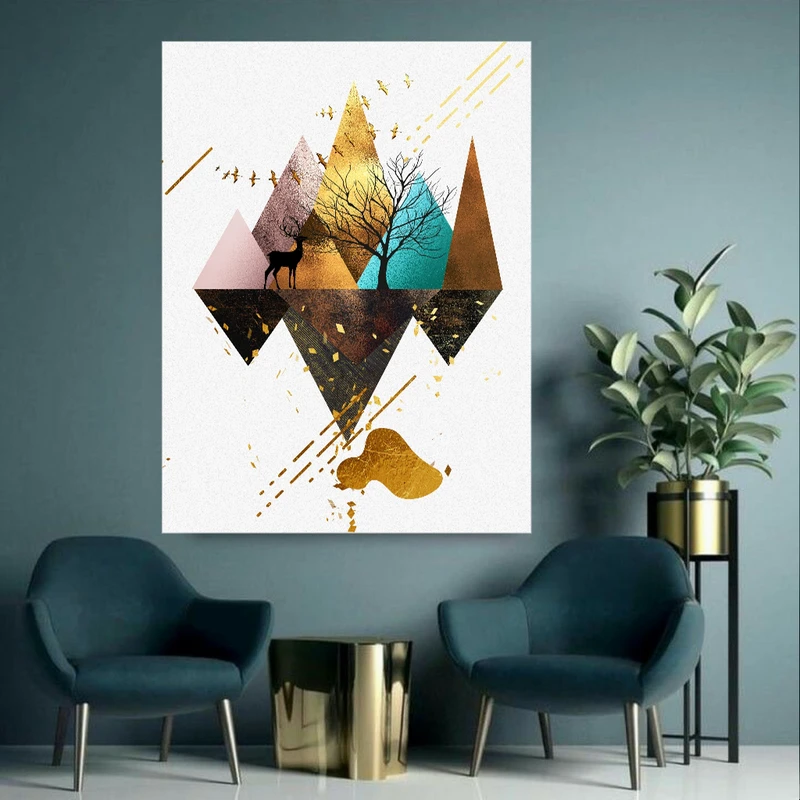  تابلو بوم طرح مینیمال گوزن و درخت کد BK1832