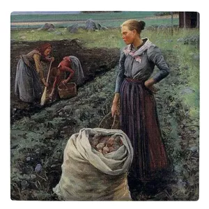  زیر لیوانی  طرح نقاشی زنان روستایی و برداشت سیب زمینی کد    5121961_3868