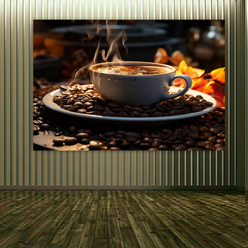پوستر دیواری طرح دانه قهوه و فنجان کد FP10238