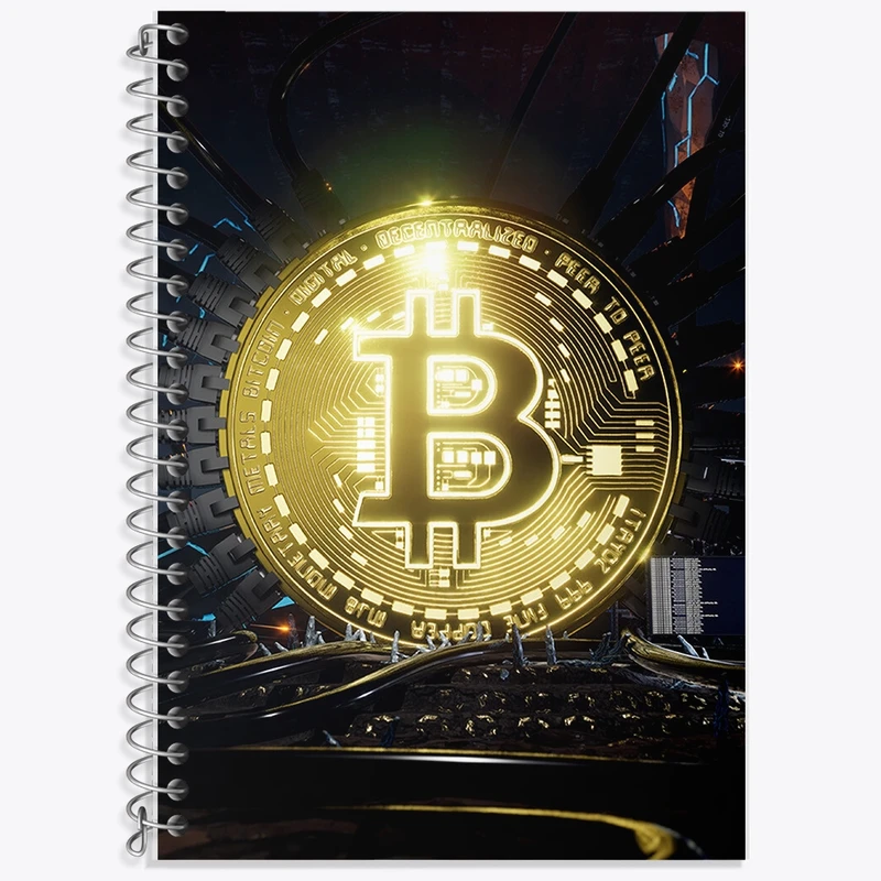 دفتر زبان 50 برگ خندالو مدل دو خط طرح بیت کوین (Bitcoin) کد F906