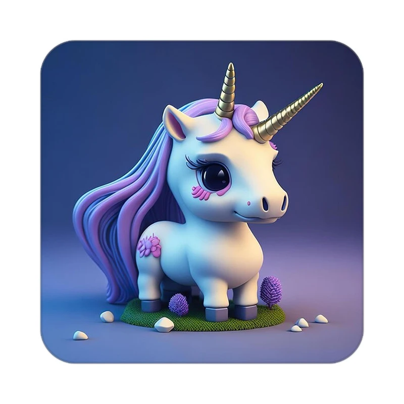 زیر لیوانی کاکتی طرح اسب تک شاخ و یونیکورن مدل mp33523