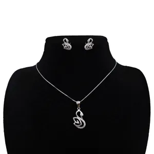 نیم ست نقره زنانه آی جواهر طرح قو کد 77313NN