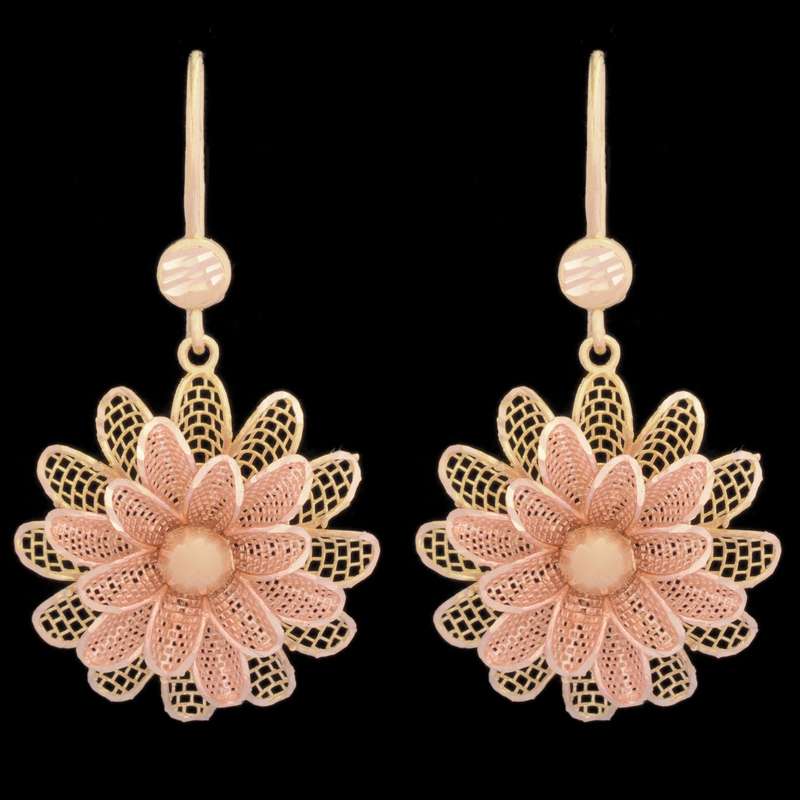 گوشواره طلا 18 عیار زنانه طلای مستجابی مدل گل داوودی ریناس کد 5