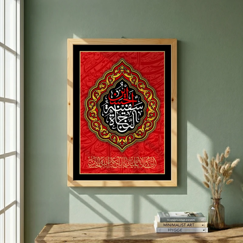 تابلو طرح الحسین سفینه النجاه مدل G13852 فریم کرم روشن
