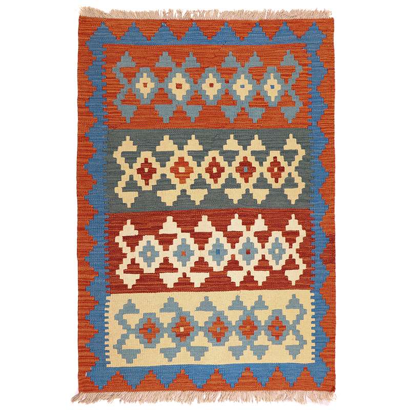 گلیم دستبافت یک و نیم متری طرح قشقایی کد 141007