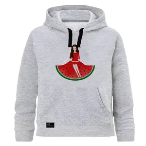 هودی دخترانه مدل دختر یلدا کد J44 رنگ طوسی