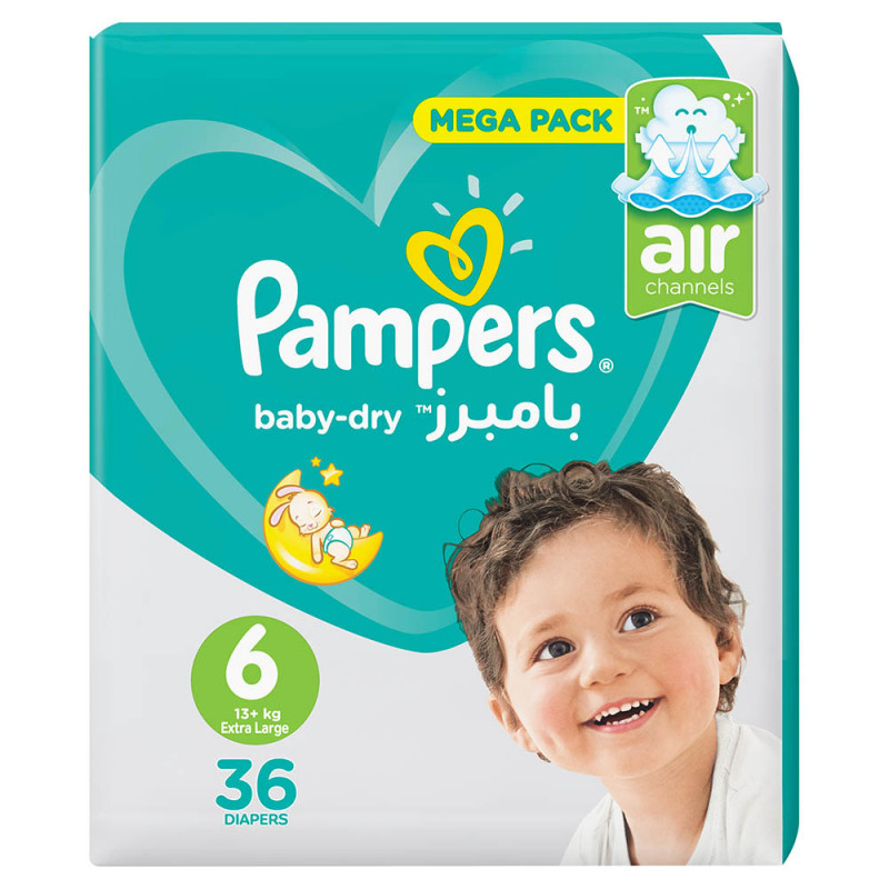 پوشک بچه پمپرز مدل baby dry سایز 6 بسته 36 عددی