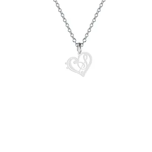 گردنبند نقره زنانه هایکا مدل قلب و نت موسیقی کد n.ha2-236