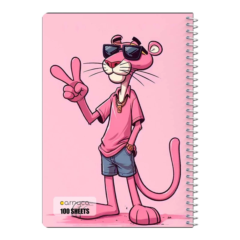 دفتر مشق 100 برگ سیمی کارنیکا طرح پلنگ صورتی pink panther کد 80949