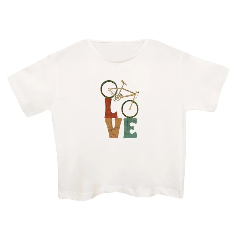 کراپ‌تی شرت آستین کوتاه زنانه مدل دوچرخه کد 2