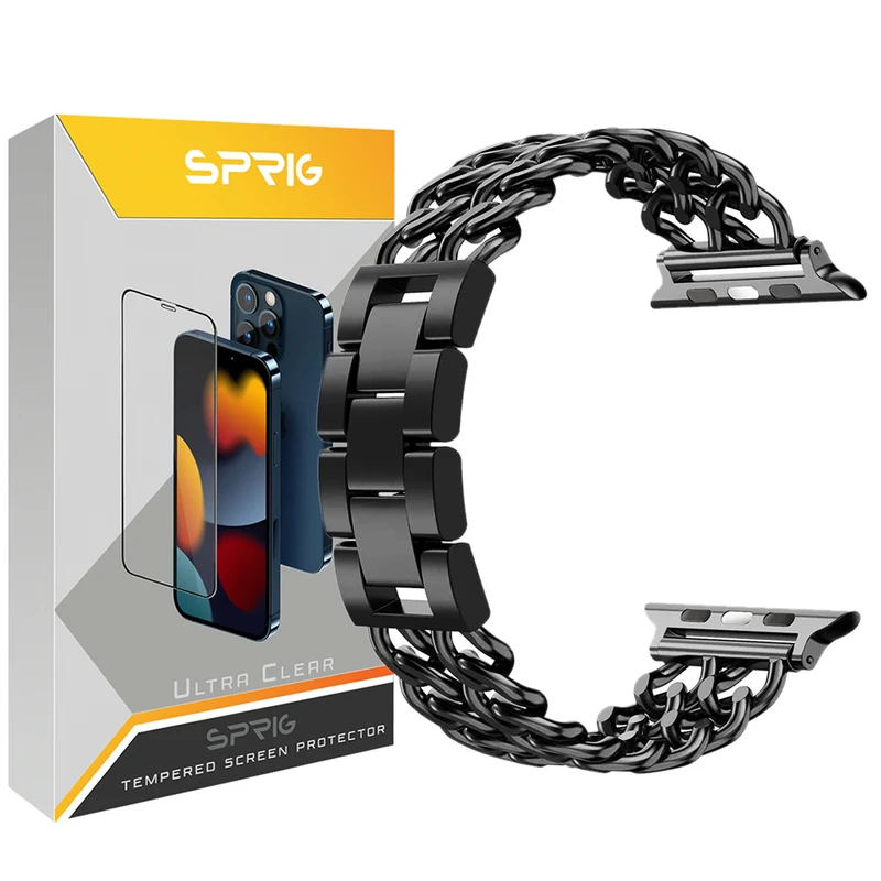 بند اسپریگ مدل Two Line Chain مناسب برای اپل واچ Ultra 49 میلی متری