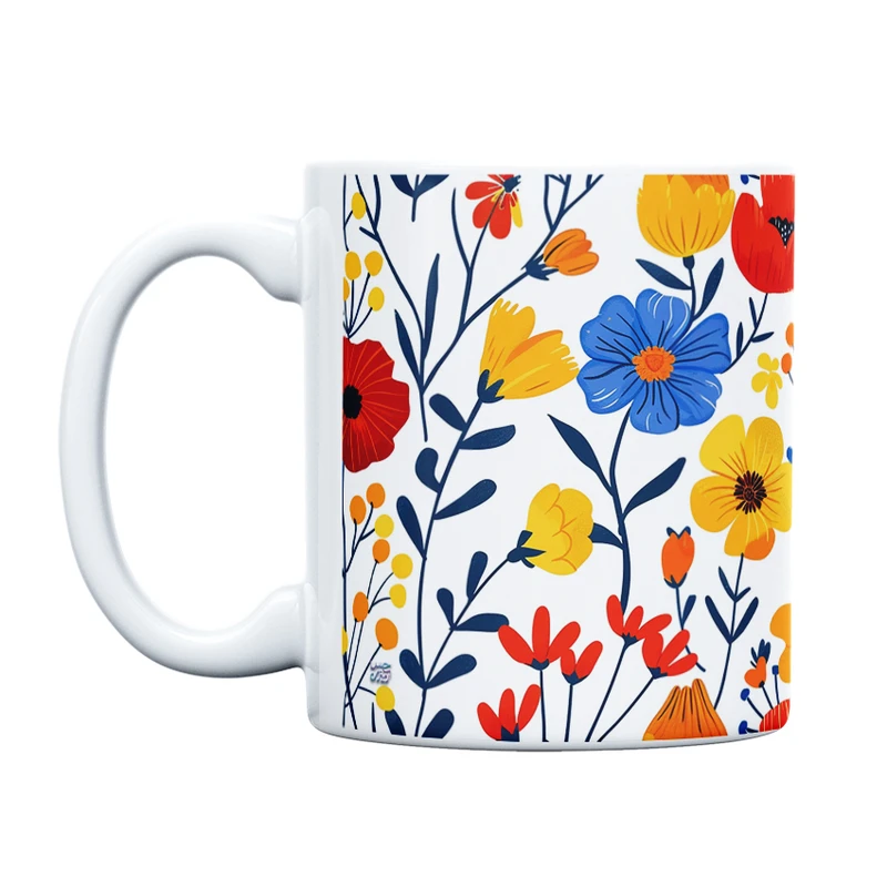 ماگ حس آمیزی طرح گل‌های بهاری کد 66 