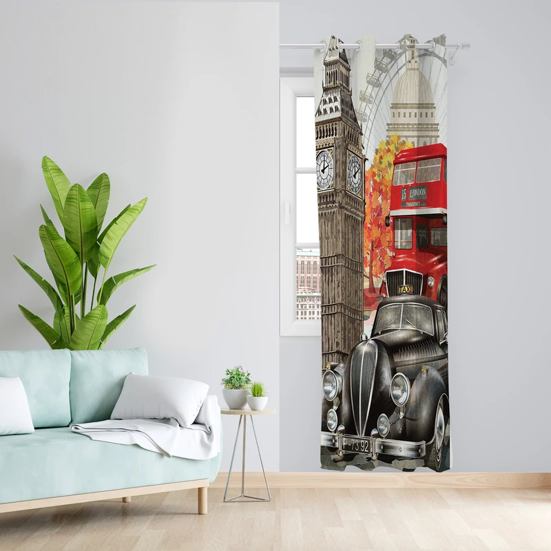 پرده طرح ماشین مدل مخمل پانچی کد L 1047L Z سایز 140x200 سانتی متر