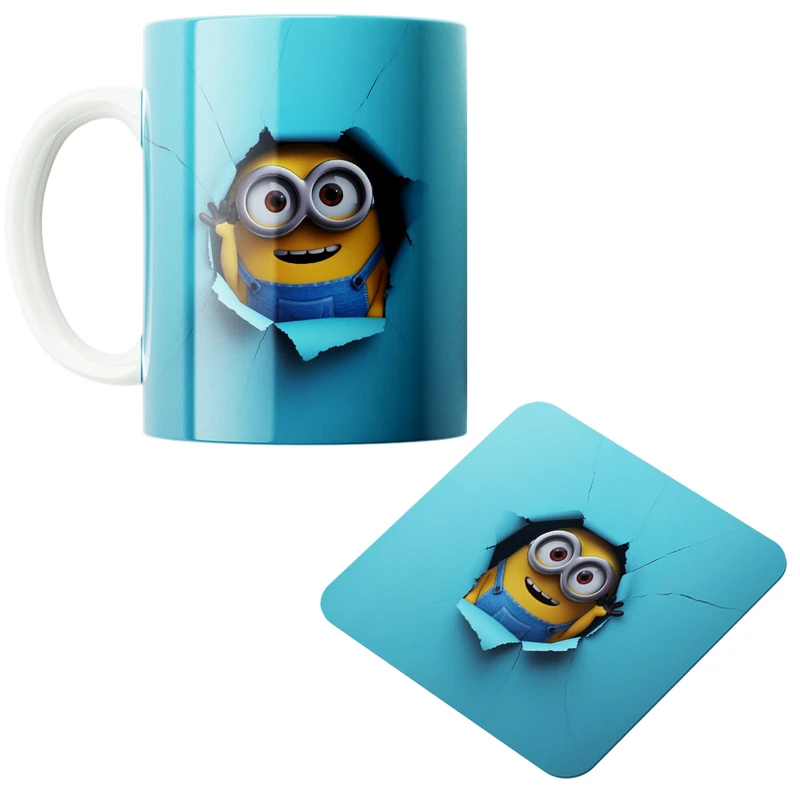 ماگ پاد آفرین مدل مینیون ها کد z245 به همراه زیر لیوانی