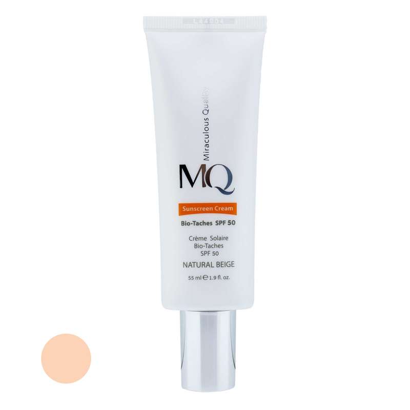 کرم ضد آفتاب رنگی ام کیو SPF50 مدل NATURAL BEIGE BIO TACHES محافظ UVA ،UVB، ضد لک، مناسب انواع پوست حجم 55 میلیلیتر کرم ضد آفتاب رنگی ام کیو SPF50 مدل NATURAL BEIGE BIO TACHES محافظ UVA ،UVB، ضد لک، مناسب انواع پوست حجم 55 میلیلیتر