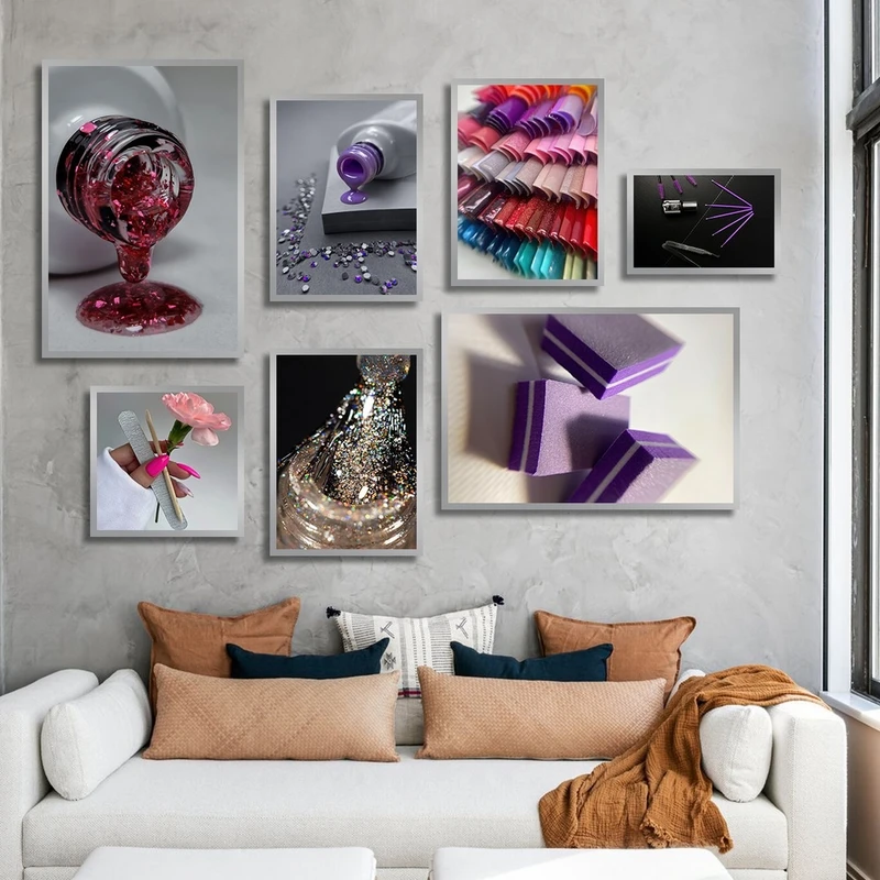 تابلو بکلیت طرح سالن زیبایی و کاشت ناخن مدل SI-2856 مجموعه 7 عددی